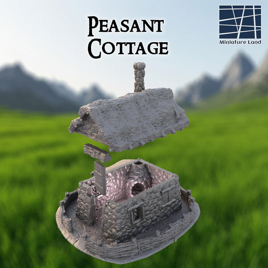 Peasant Cottage – 28mm Rustic Stone Cottage – 3D Printed Unpainted Terrain