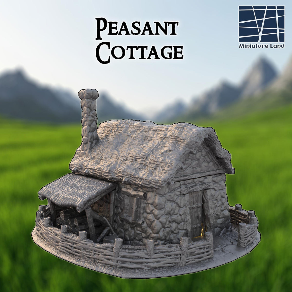 Peasant Cottage – 28mm Rustic Stone Cottage – 3D Printed Unpainted Terrain