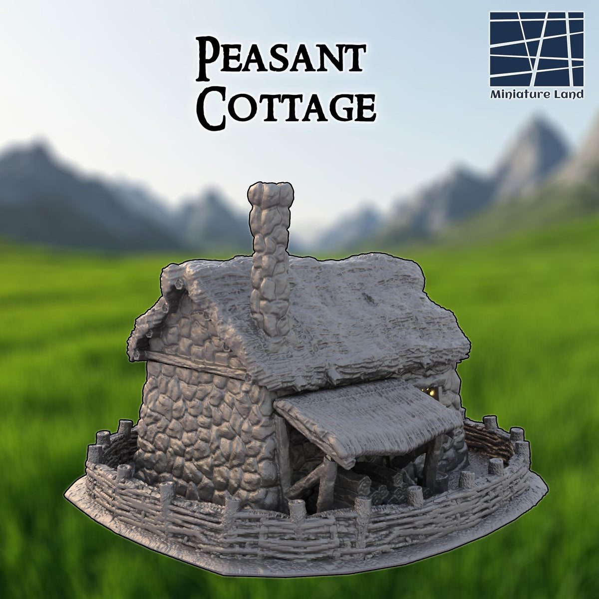 Peasant Cottage – 28mm Rustic Stone Cottage – 3D Printed Unpainted Terrain