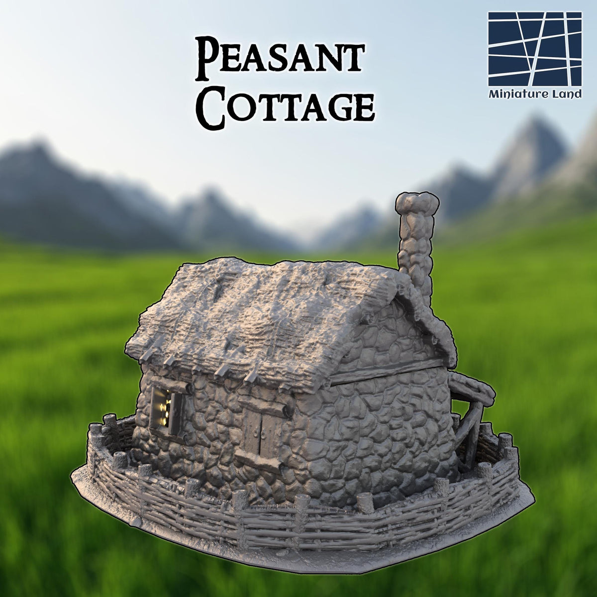 Peasant Cottage – 28mm Rustic Stone Cottage – 3D Printed Unpainted Terrain