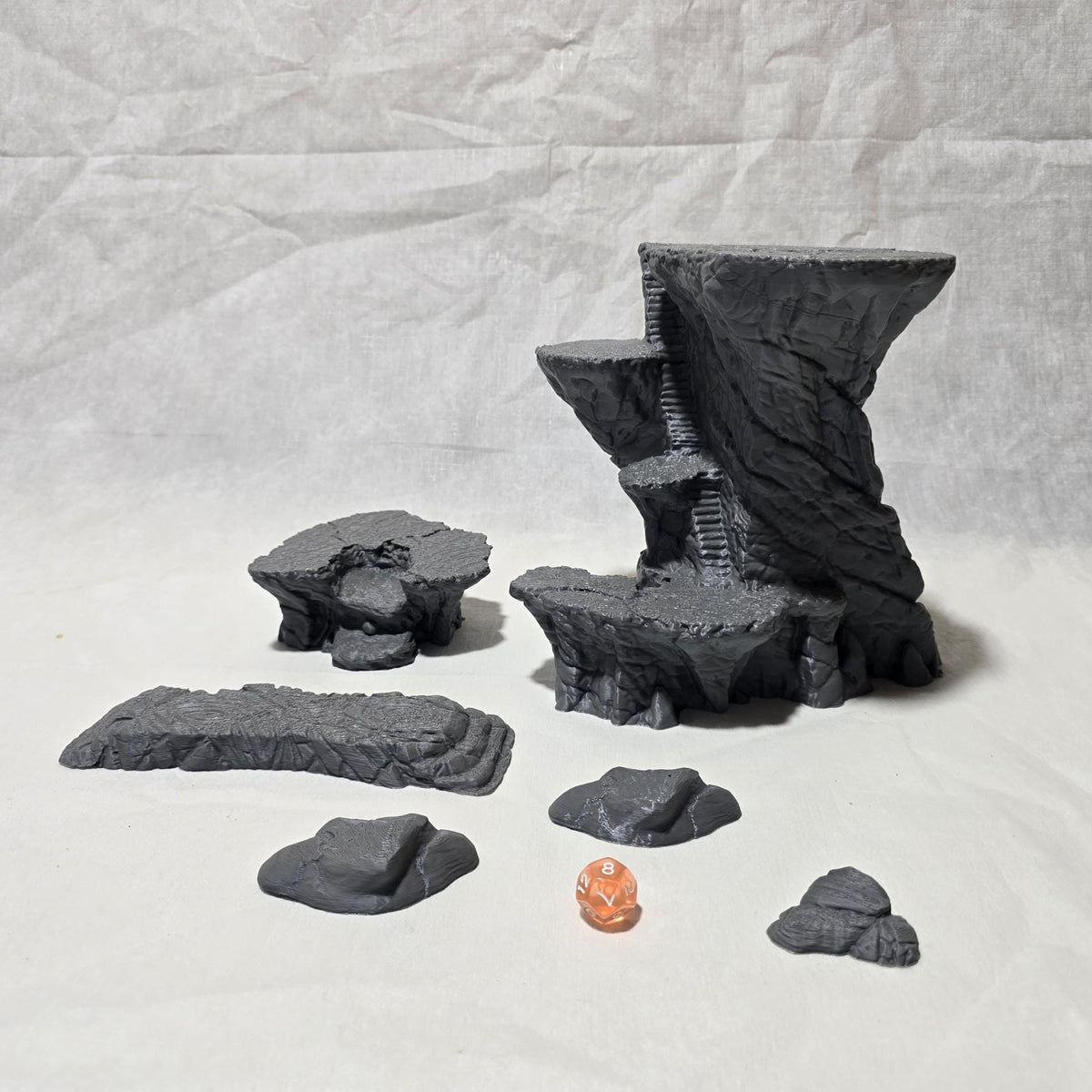 Highmarch Crags Cliff Set – 28 mm Cliff & Rock Set – 3D Printed Unpainted PLA Terrain for Tabletop RPGs, DnD