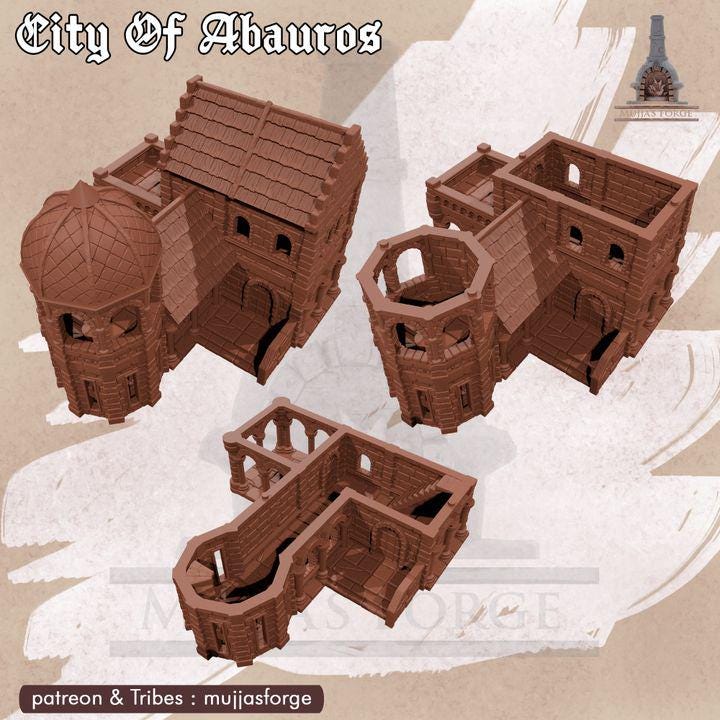 Observatory Hall 6 - City of Abauros – 28mm Fantasy Stone Structure, 3D Printed Unpainted PLA Terrain