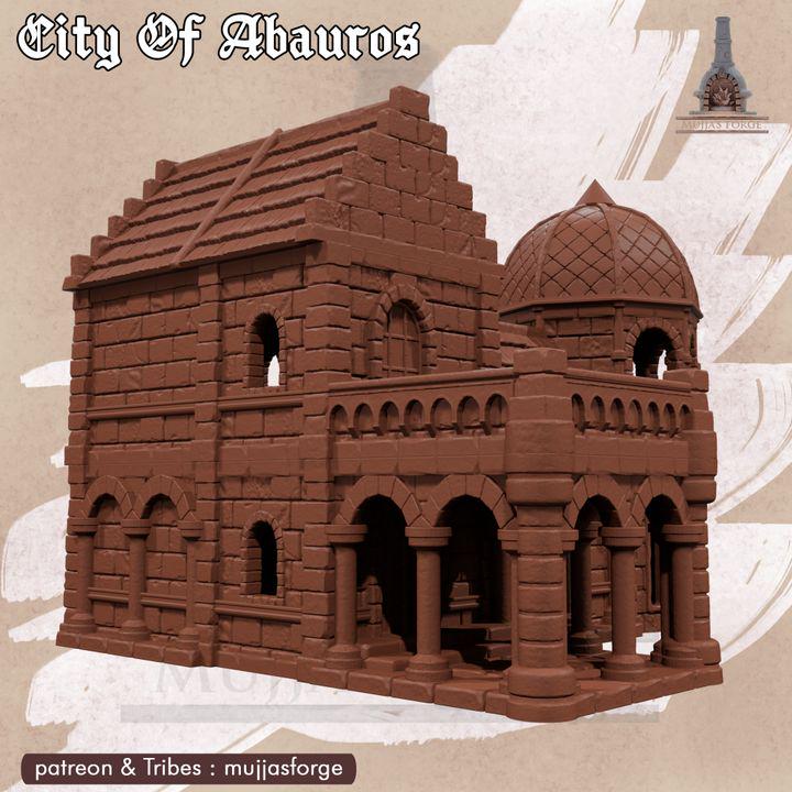Observatory Hall 6 - City of Abauros – 28mm Fantasy Stone Structure, 3D Printed Unpainted PLA Terrain
