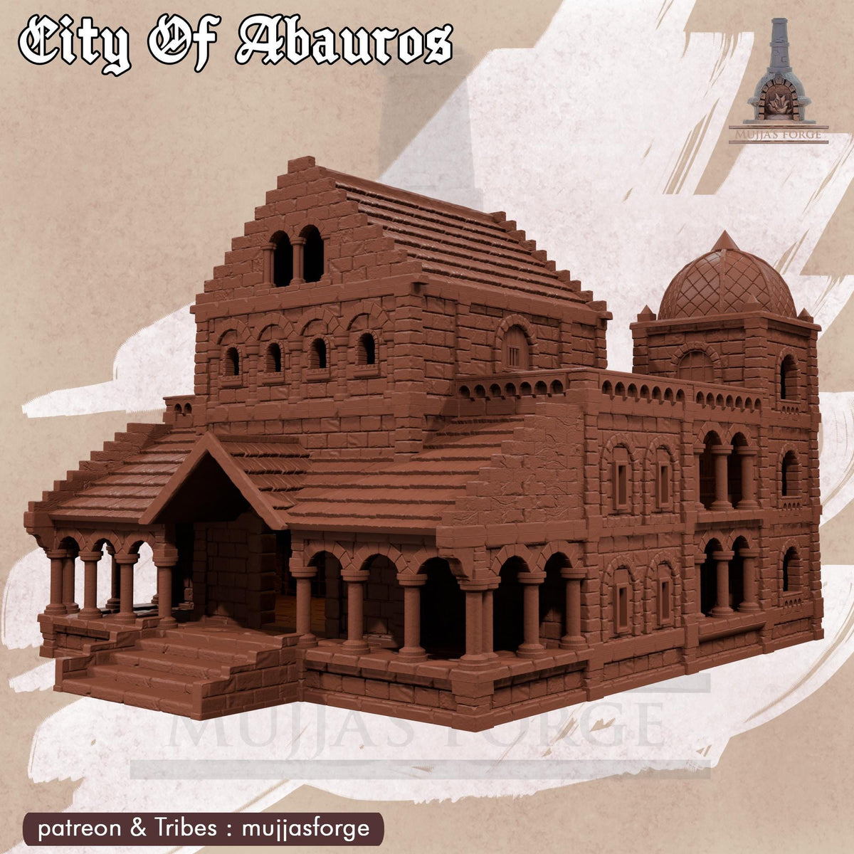Grand Tribunal 7 - City of Abauros – 28mm Fantasy Stone Structure, 3D Printed Unpainted PLA Terrain