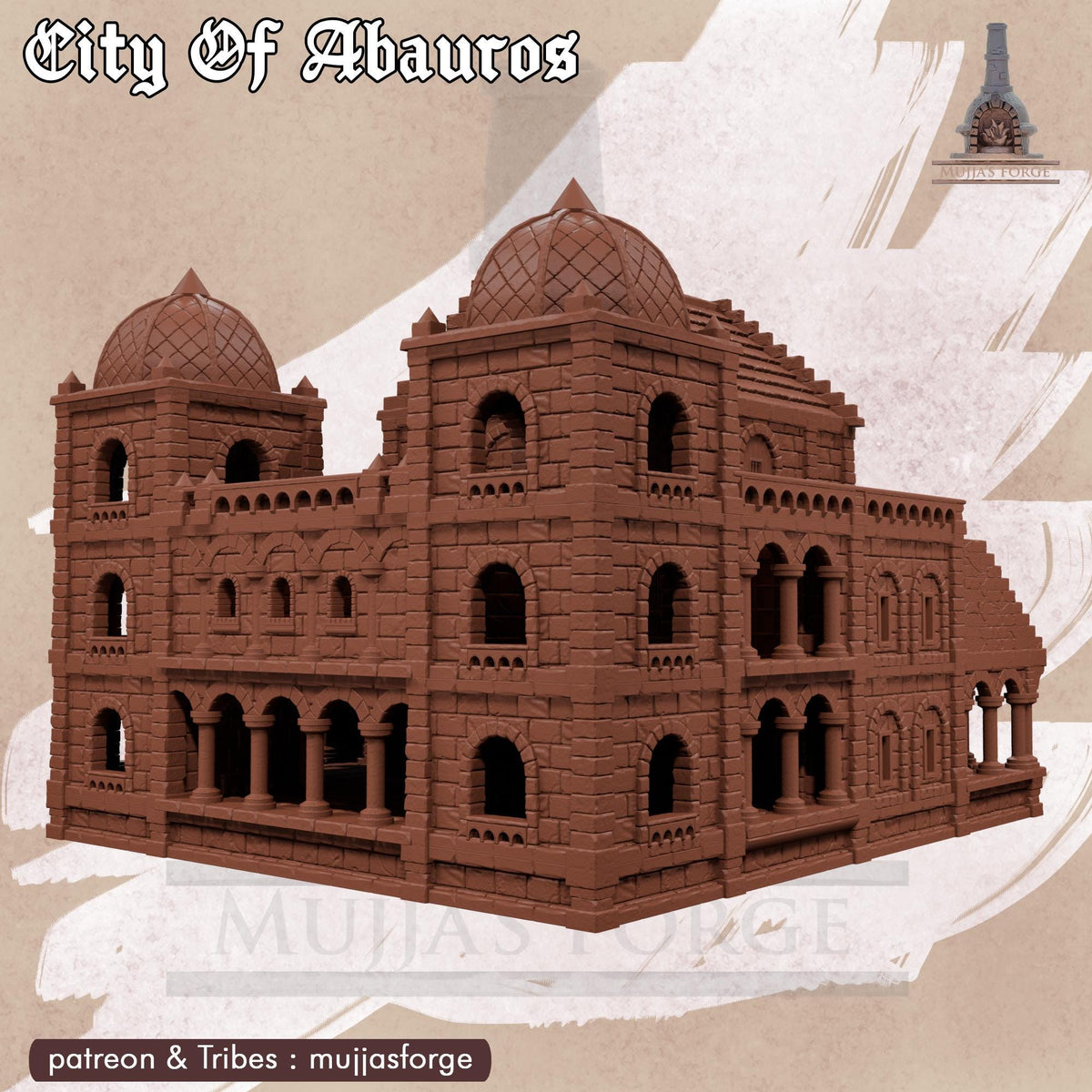 Grand Tribunal 7 - City of Abauros – 28mm Fantasy Stone Structure, 3D Printed Unpainted PLA Terrain