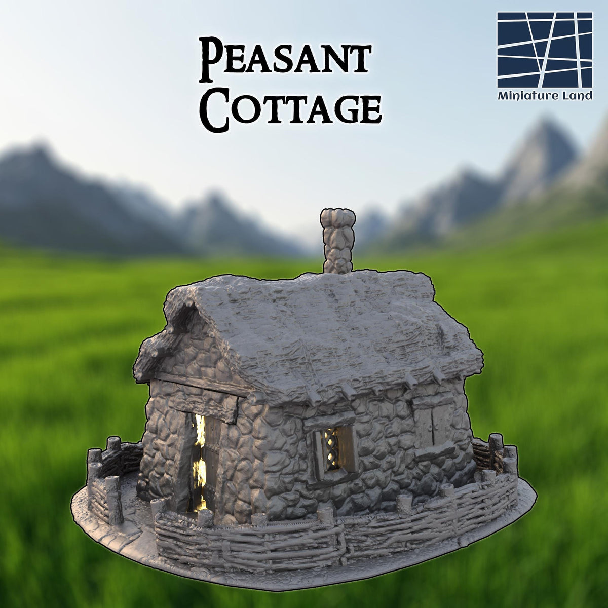 Peasant Cottage – 28mm Rustic Stone Cottage – 3D Printed Unpainted Terrain