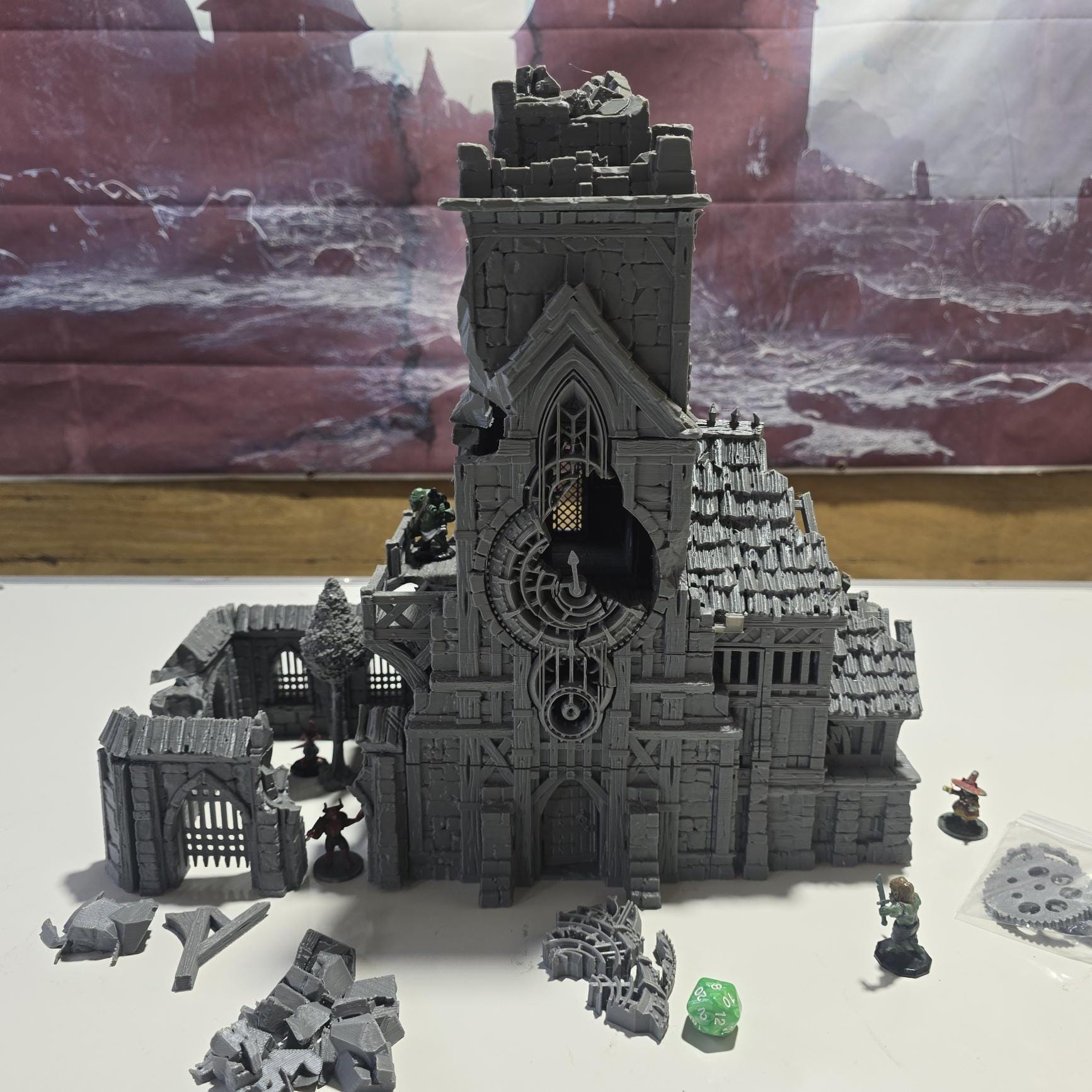 Ruined Clock Tower - Fall of Guardia: 28MM Tabletop Terrain, Model Railroading, Gaming