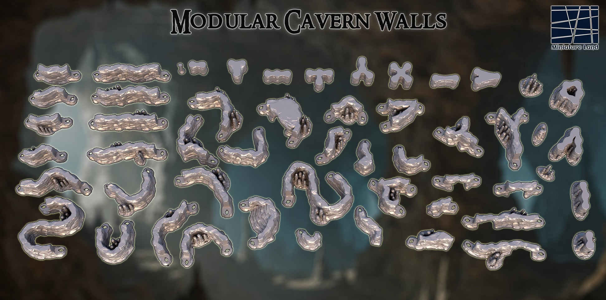 These 3D printed cavern walls form a twisting 28 mm underground maze, rendered in unpainted gray PLA for maximum customization. Each piece locks naturally into the next, creating organic drips, ridges, and stone folds that feel lifted straight from a real subterranean pocket. Designed for a 1-inch grid, the set builds out atmospheric dungeons for DnD / Pathfinder / wargaming adventures. Your players will feel the torchlight fade as the caverns fold deeper into darkness.