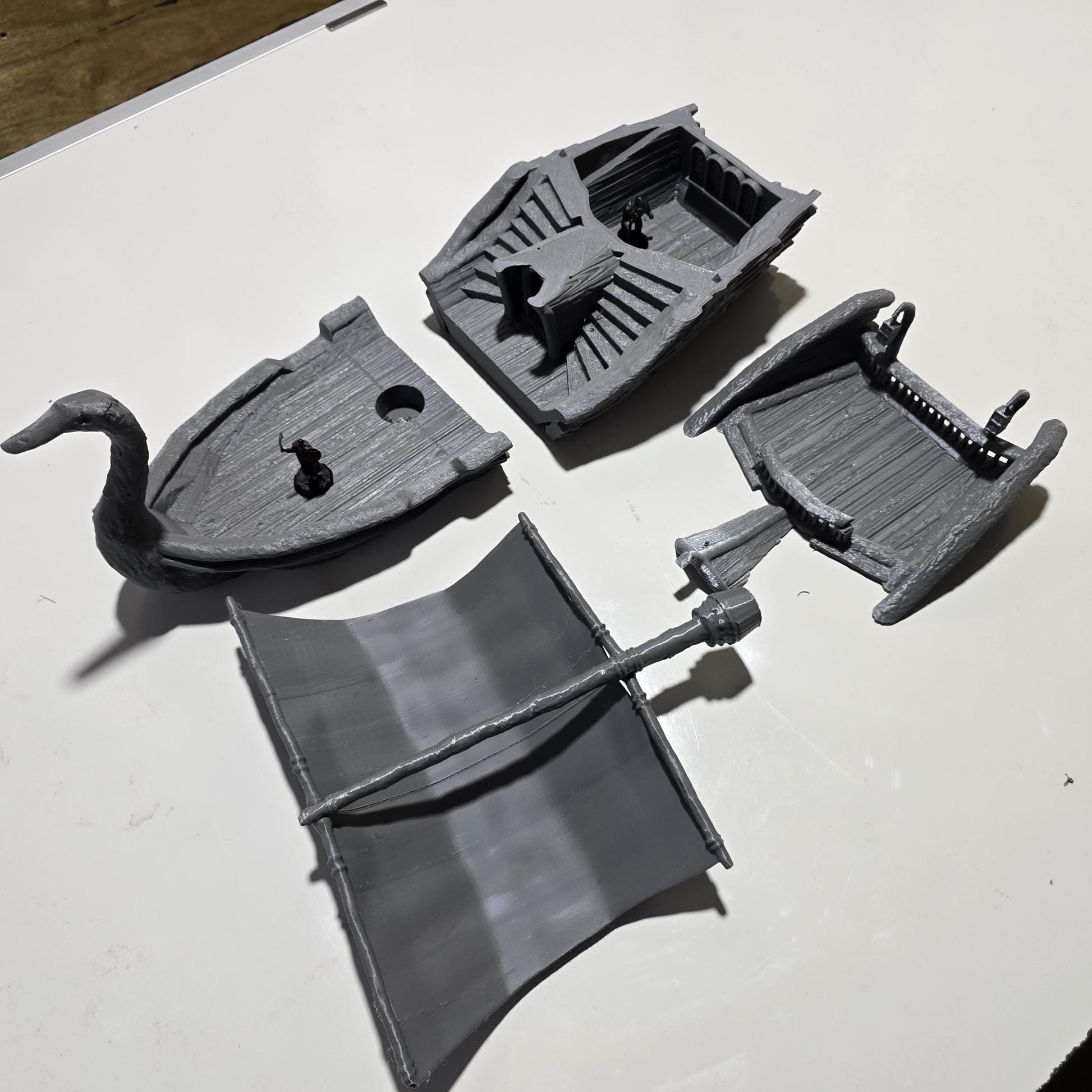 Elven Swan Ship: 28mm High Fantasy Sailing Vessel Tabletop Terrain, Model Railroading Diorama