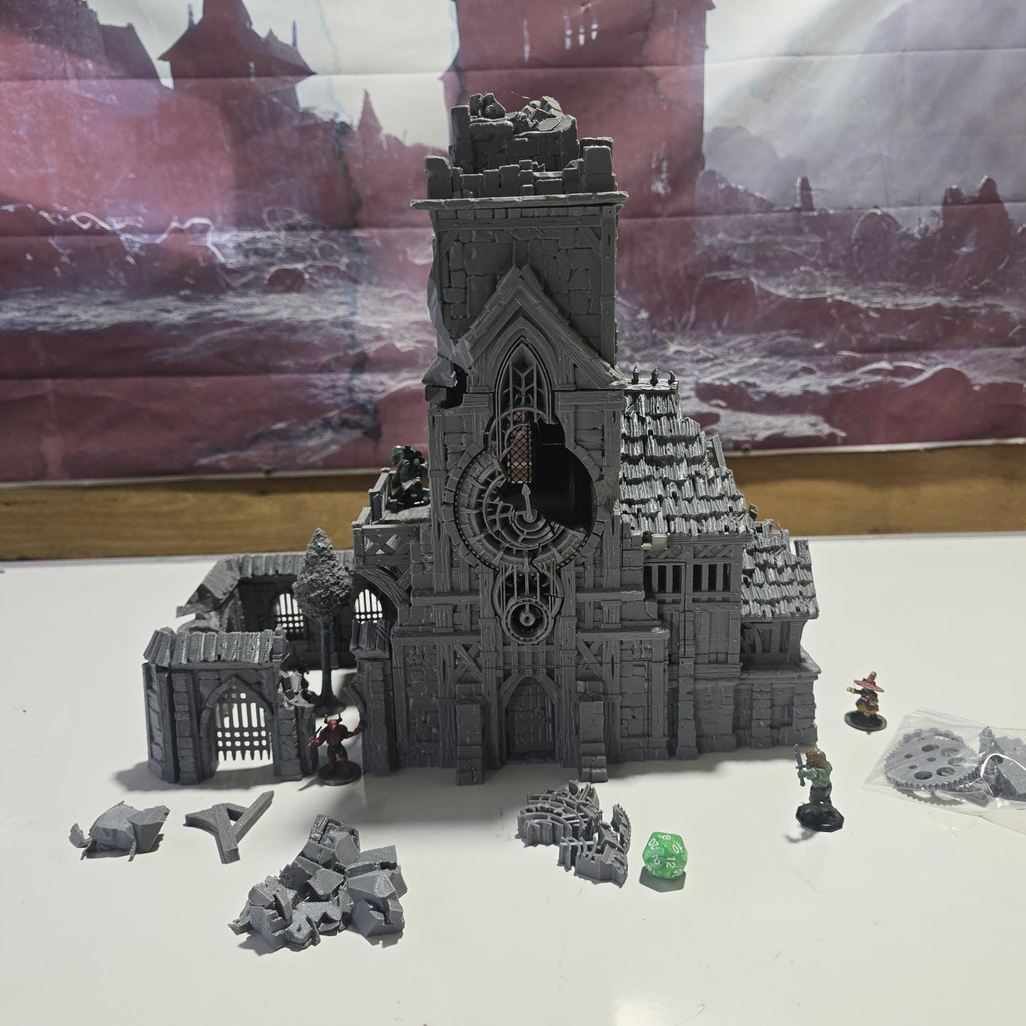 Ruined Clock Tower - Fall of Guardia: 28MM Tabletop Terrain, Model Railroading, Gaming