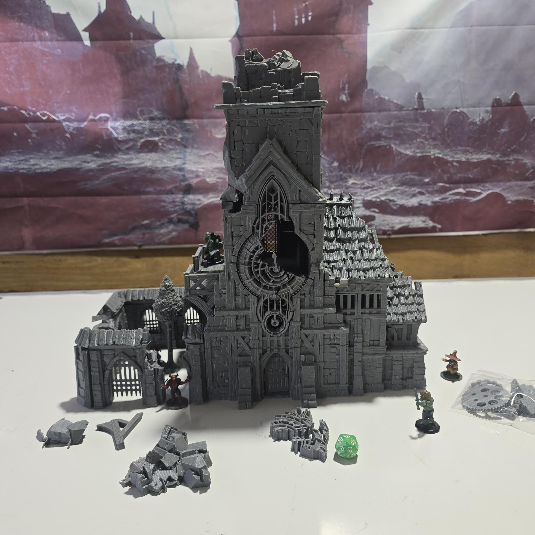 Ruined Clock Tower - Fall of Guardia: 28MM Tabletop Terrain, Model Railroading, Gaming