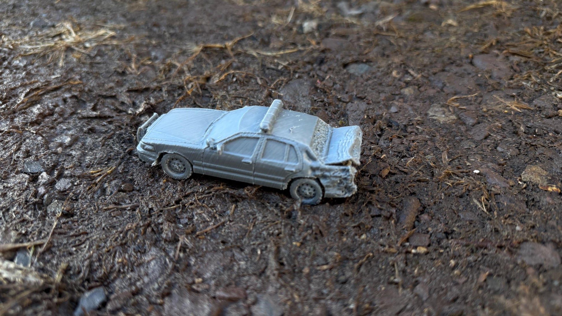 Wrecked Crown Victoria police car, rear ended, Modern warfare, Tabletop terrain, WW2, Modern tank,