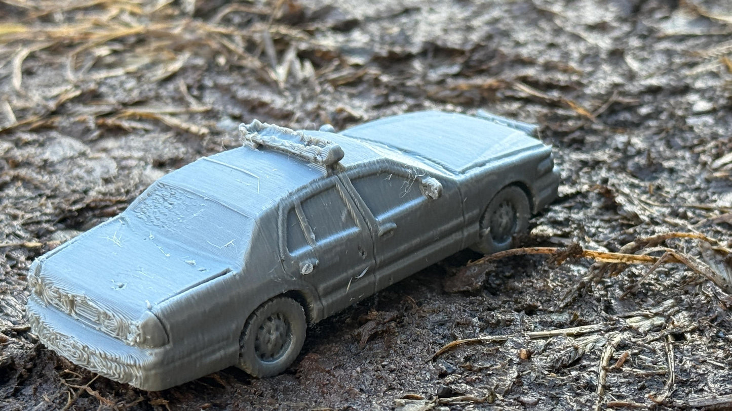 Wrecked Crown Victoria police car, T boned, Modern warfare, Tabletop terrain, WW2, Modern tank,