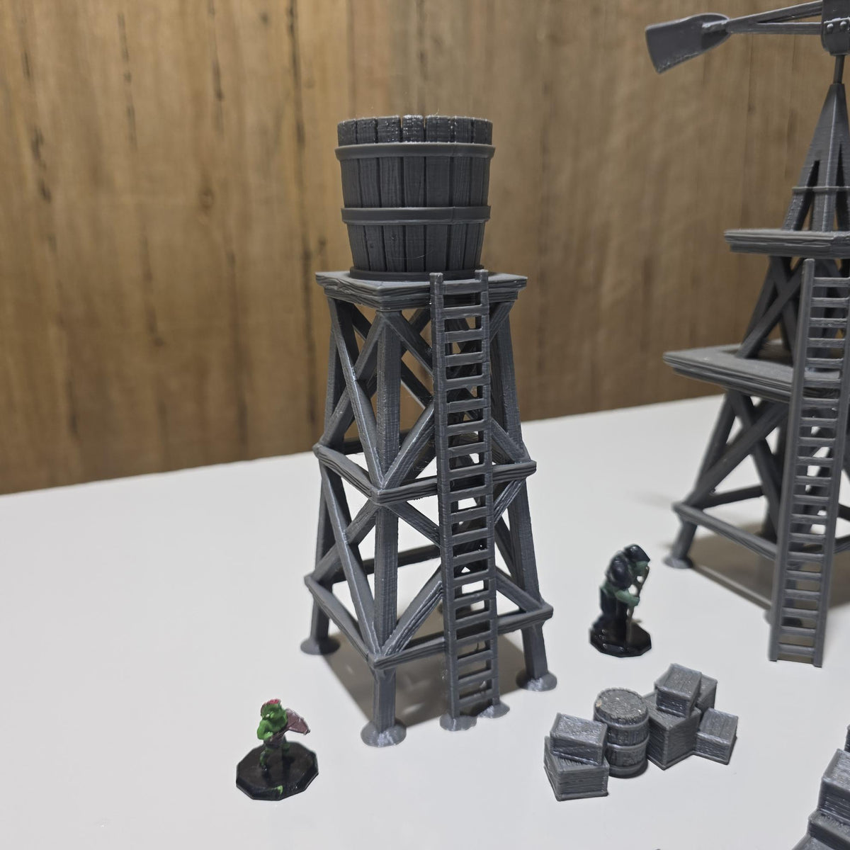 Old West Town Props Pack – 28mm Frontier Scatter Terrain, 3D Printed Unpainted PLA