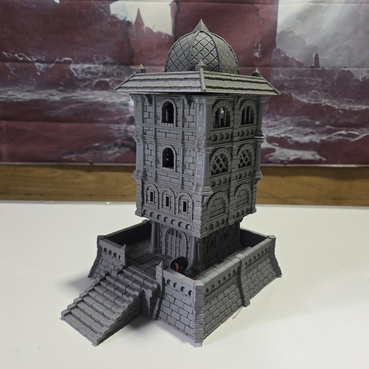 Skywatch Tower - City of Abauros 8– 28mm Fantasy Stone Structure, 3D Printed Unpainted Terrain