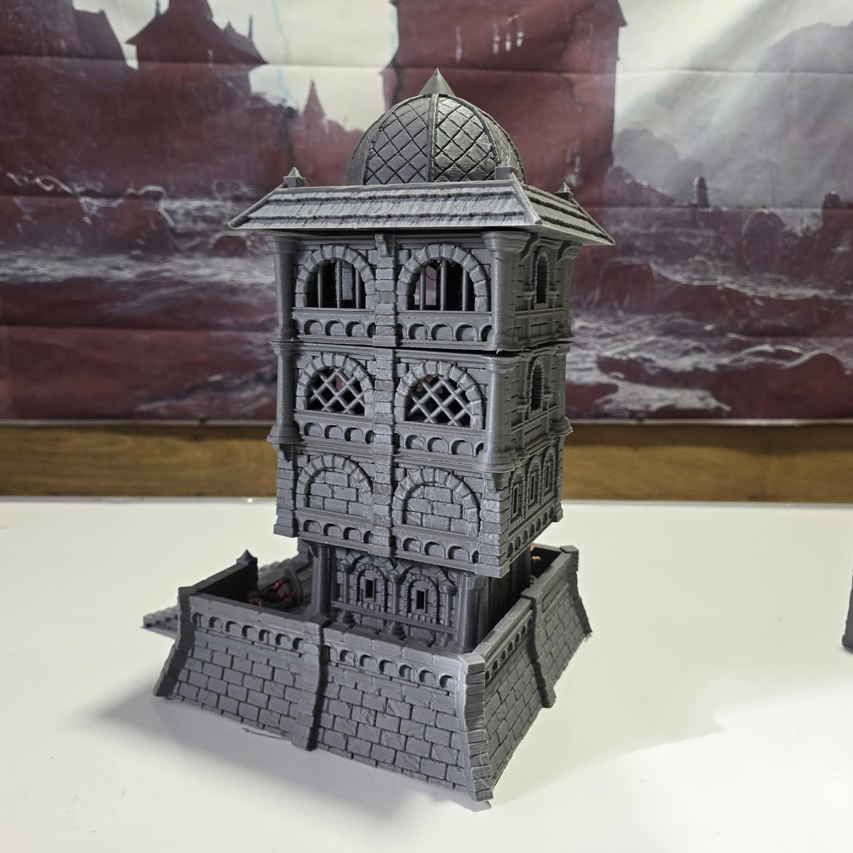 Skywatch Tower - City of Abauros 8– 28mm Fantasy Stone Structure, 3D Printed Unpainted Terrain