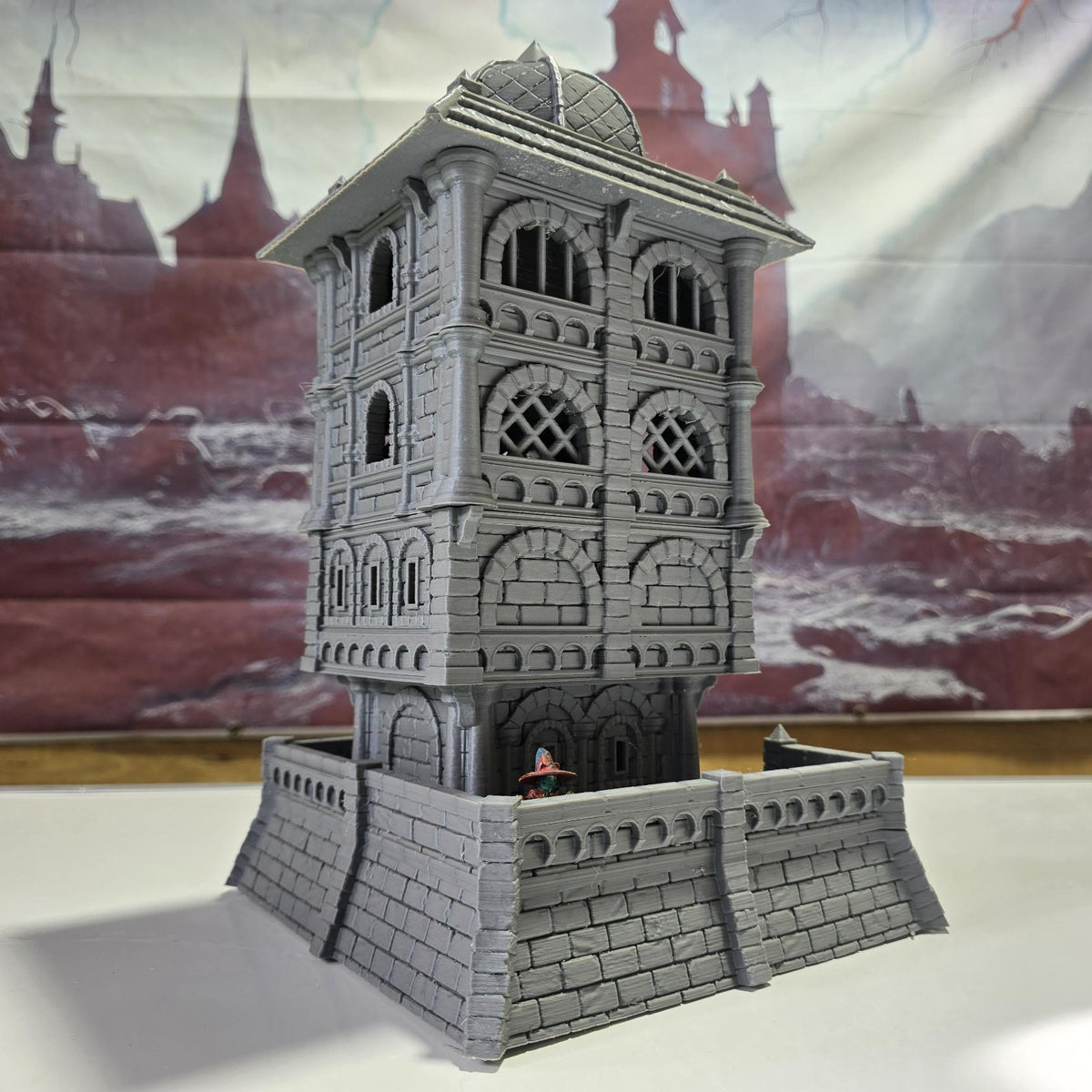 Skywatch Tower - City of Abauros 8– 28mm Fantasy Stone Structure, 3D Printed Unpainted Terrain