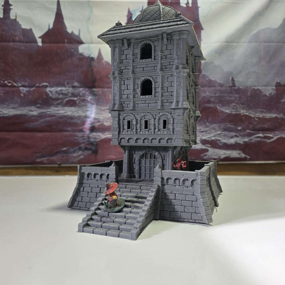 Skywatch Tower - City of Abauros 8– 28mm Fantasy Stone Structure, 3D Printed Unpainted Terrain