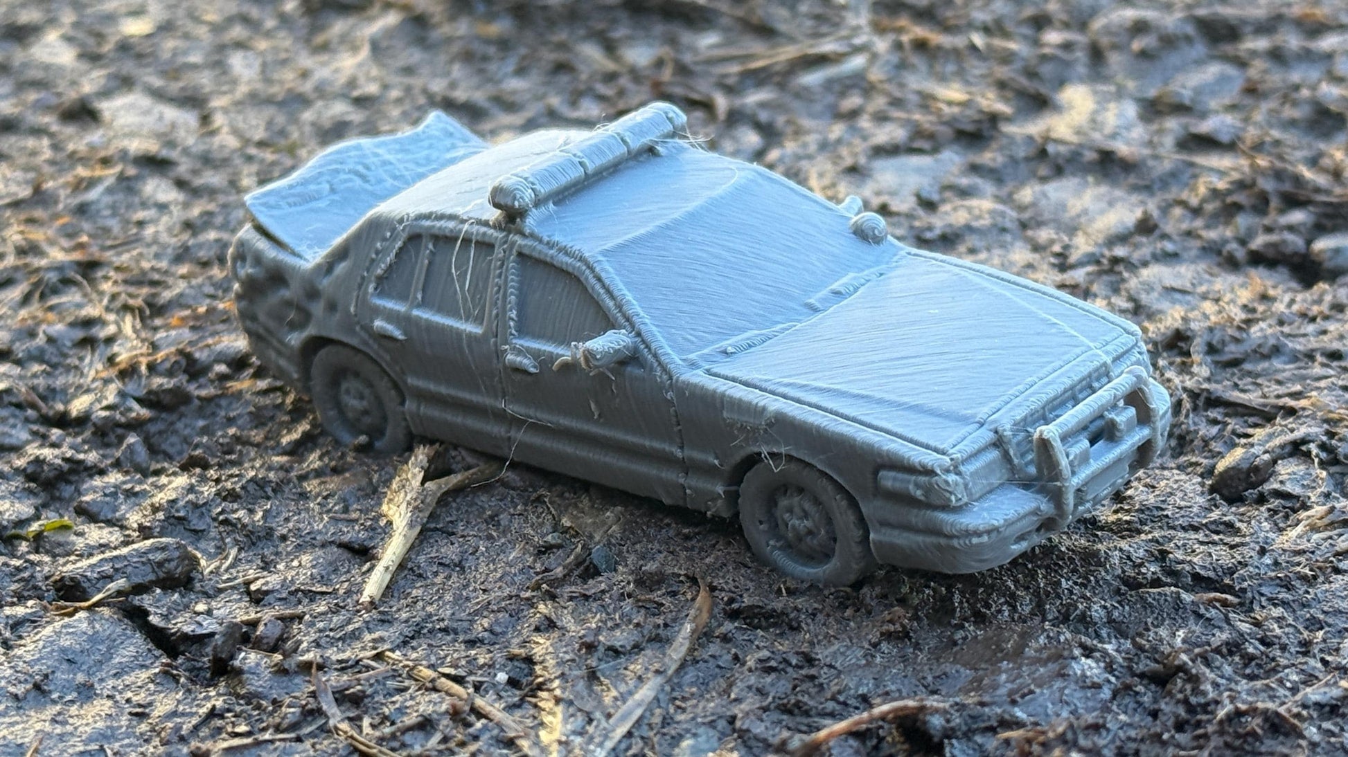 Wrecked Crown Victoria police car, rear ended, Modern warfare, Tabletop terrain, WW2, Modern tank,