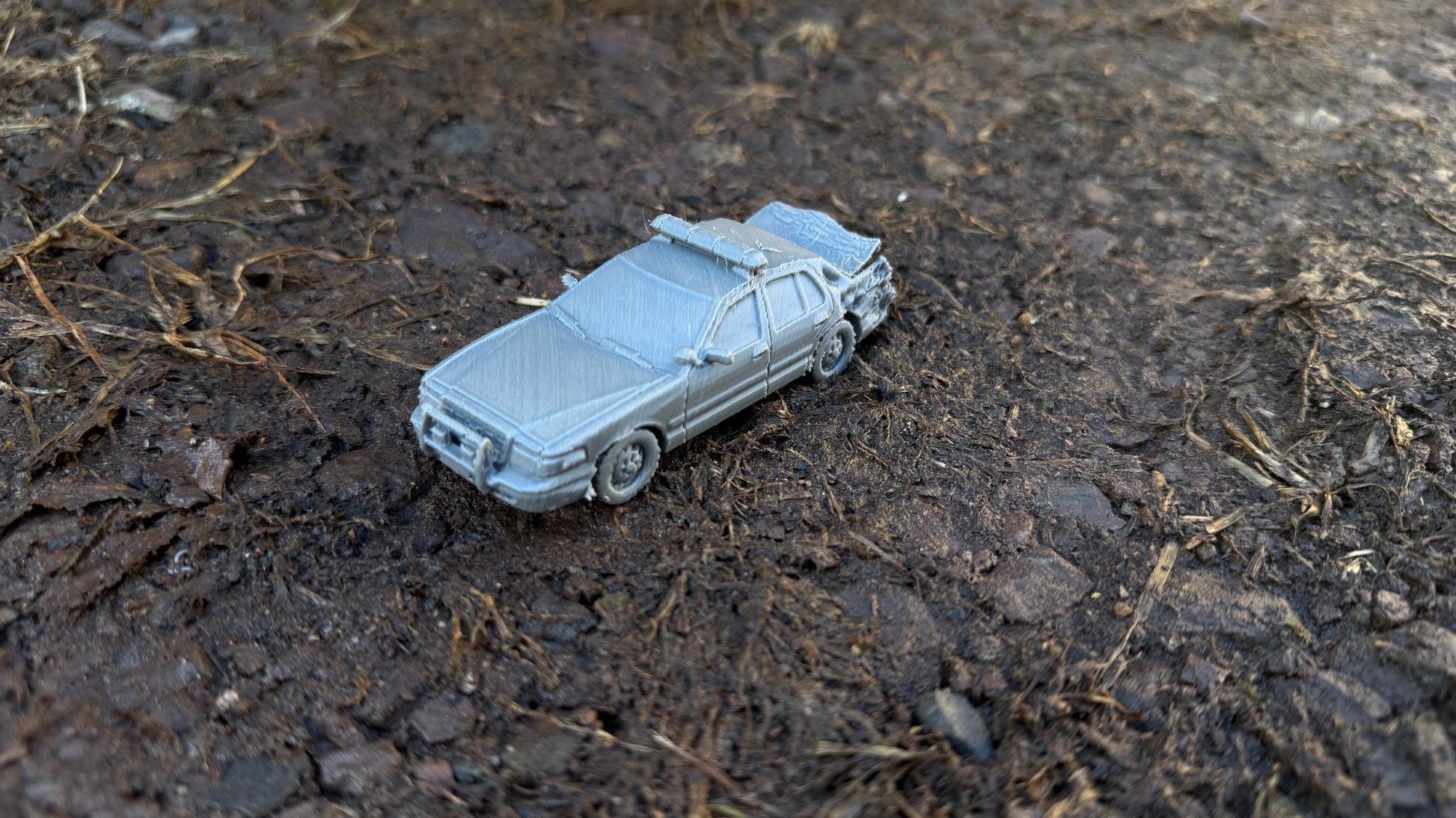 Wrecked Crown Victoria police car, rear ended, Modern warfare, Tabletop terrain, WW2, Modern tank,