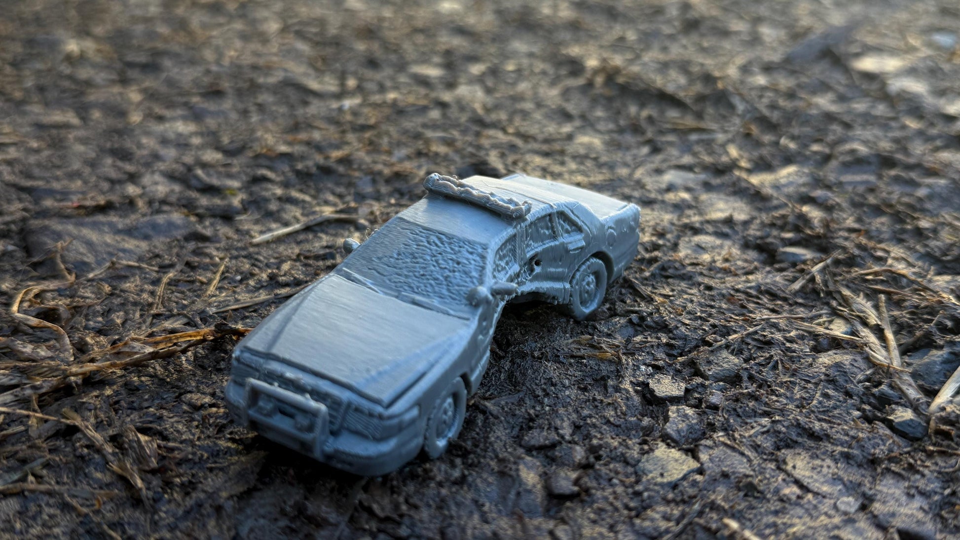 Wrecked Crown Victoria police car, T boned, Modern warfare, Tabletop terrain, WW2, Modern tank,