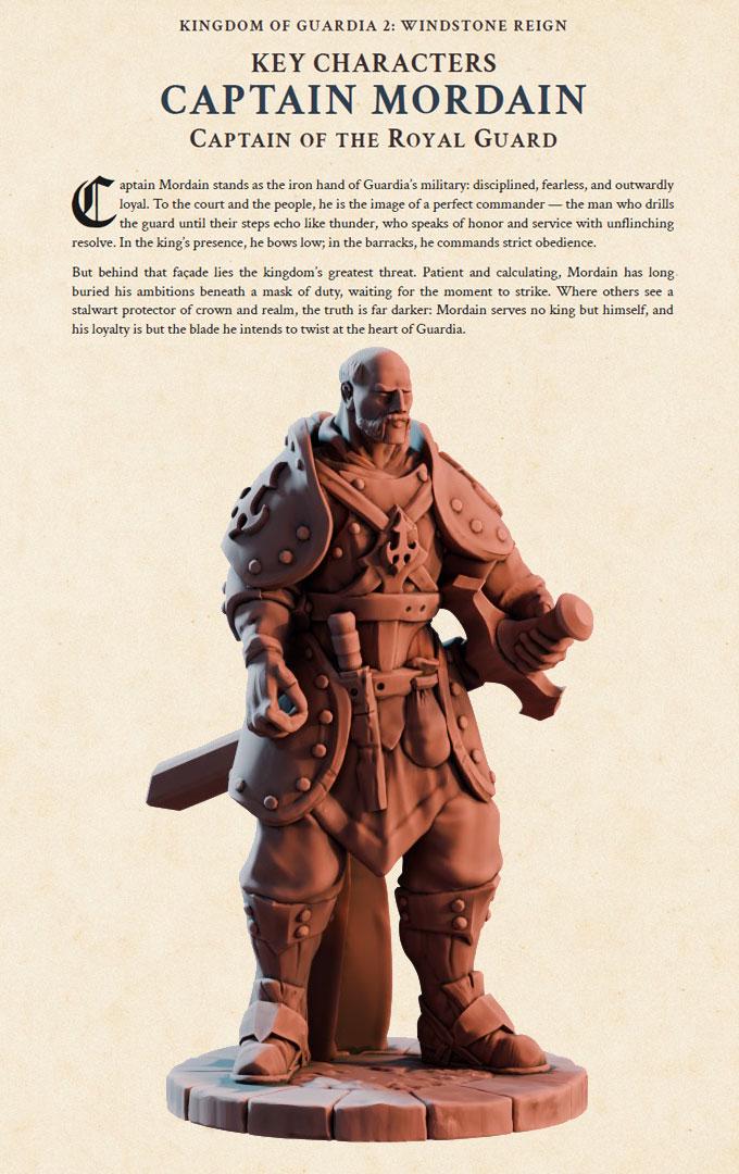 Captain Mordain – Digital RPG Character Supplement pdf | Kingdom of Guardia II NPC Dossier