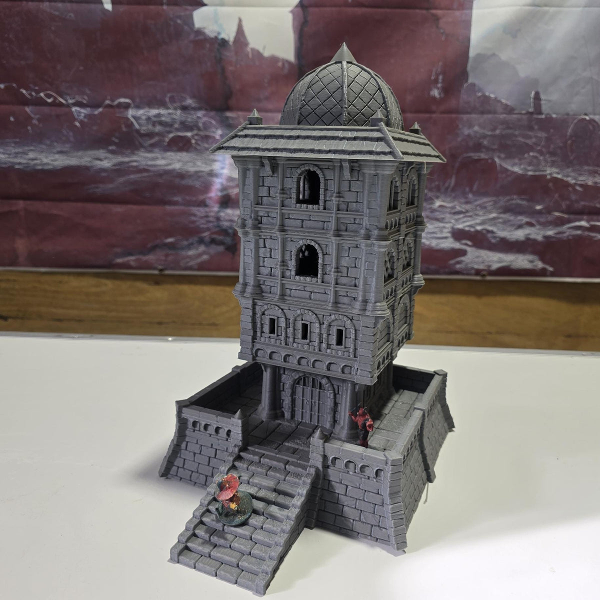 Skywatch Tower - City of Abauros 8– 28mm Fantasy Stone Structure, 3D Printed Unpainted Terrain