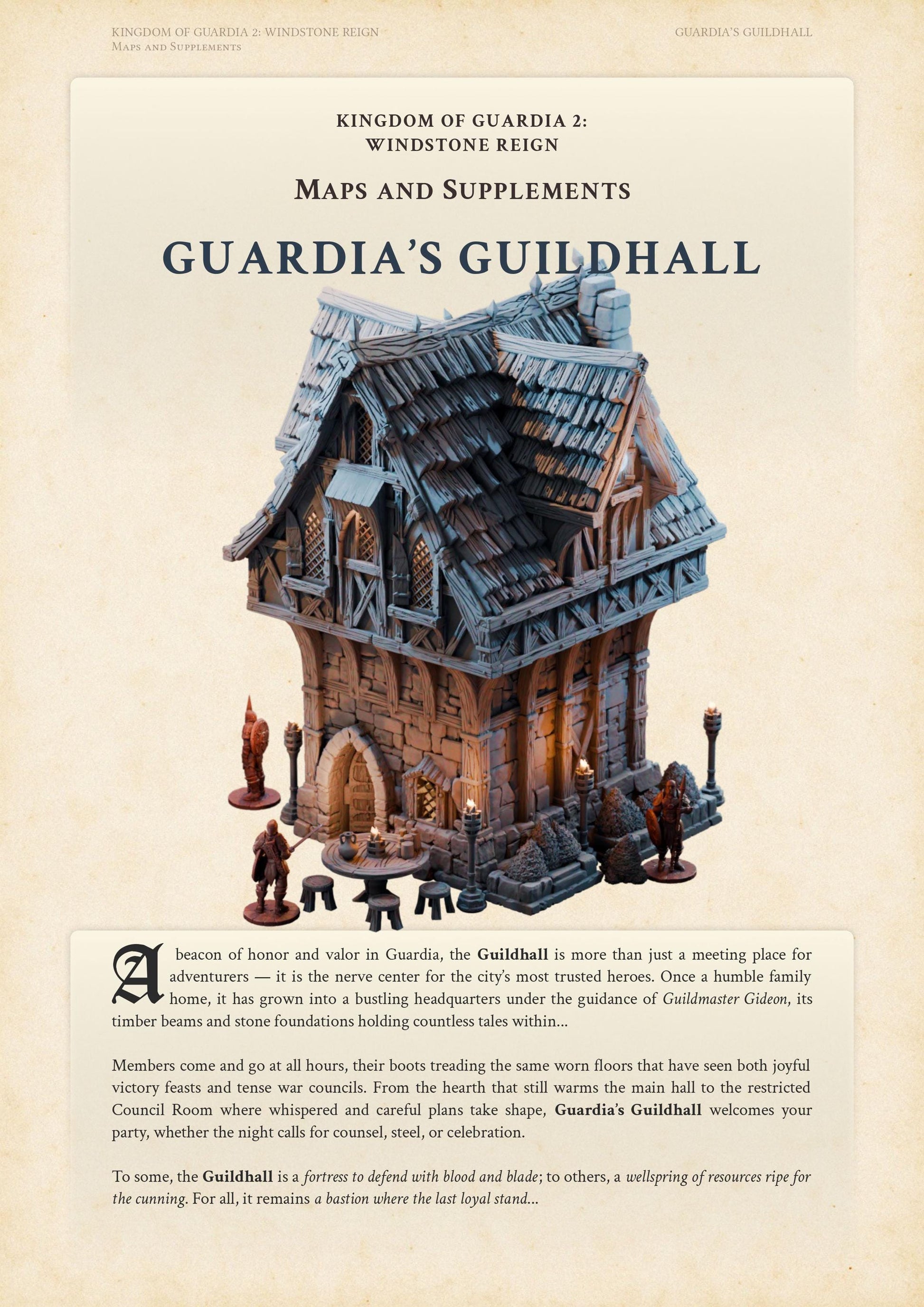 Guardia’s Guildhall – Digital RPG Location Supplement PDF for DnD, Pathfinder & Tabletop Campaigns
