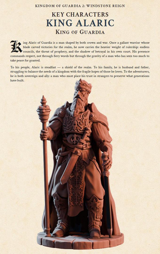 King Alaric – Digital RPG Character Supplement pdf | Kingdom of Guardia II NPC Dossier
