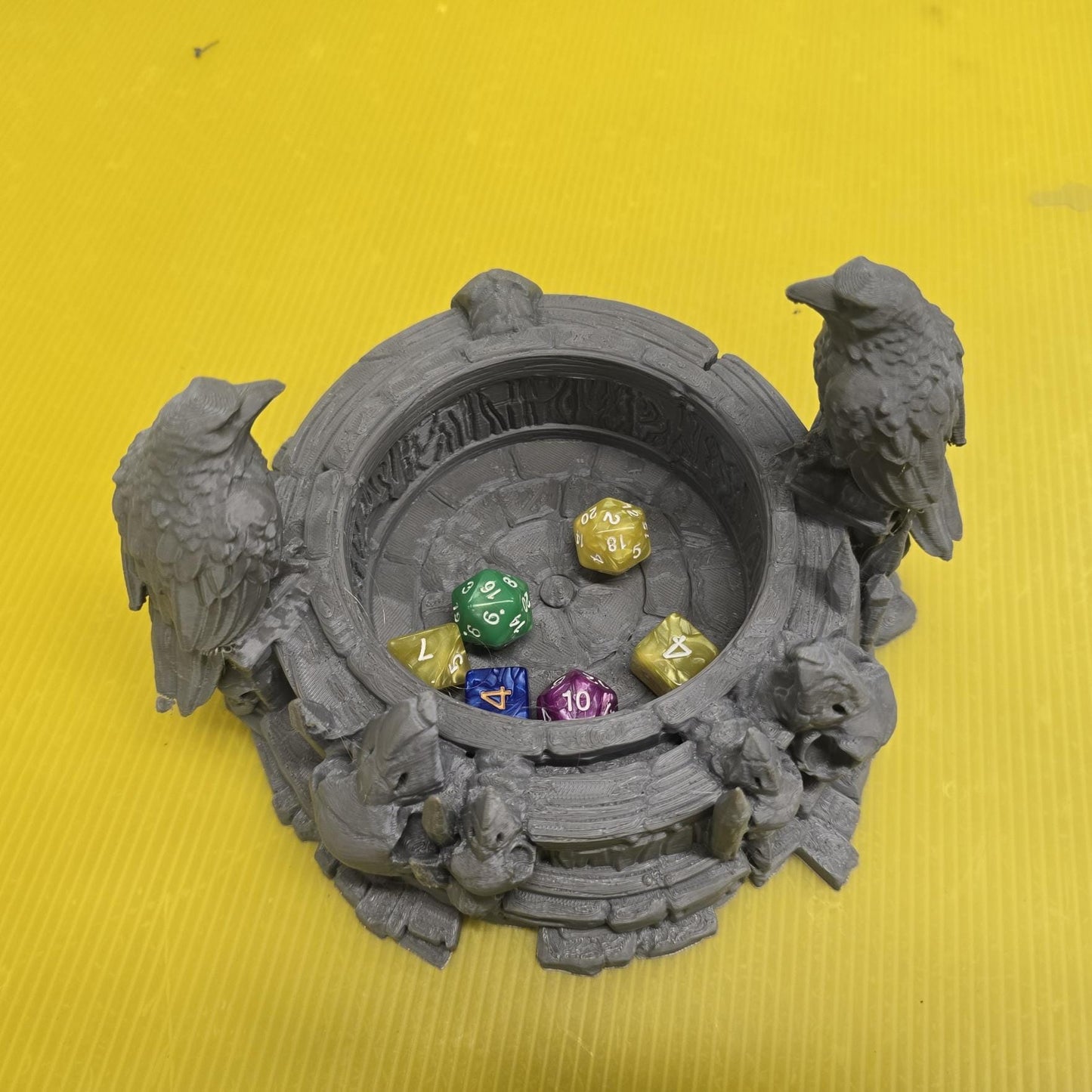 Kingdom of Guardia Crow Ritual Dice Tray – 3D Printed Unpainted PLA Terrain for Tabletop RPGs