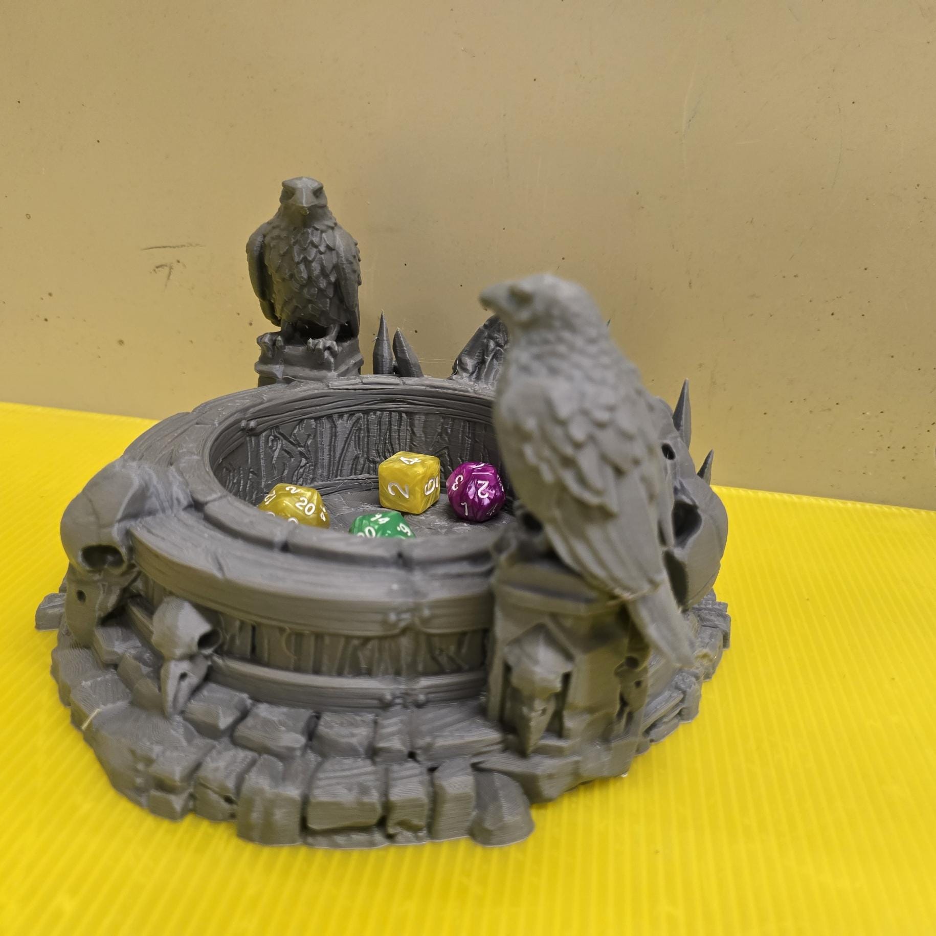 Kingdom of Guardia Crow Ritual Dice Tray – 3D Printed Unpainted PLA Terrain for Tabletop RPGs