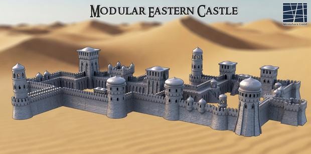 28mm Modular Eastern Castle Set – 28mm Fortress Terrain Building for Tabletop RPGs