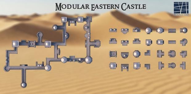 28mm Modular Eastern Castle Set – 28mm Fortress Terrain Building for Tabletop RPGs