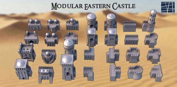 28mm Modular Eastern Castle Set – 28mm Fortress Terrain Building for Tabletop RPGs