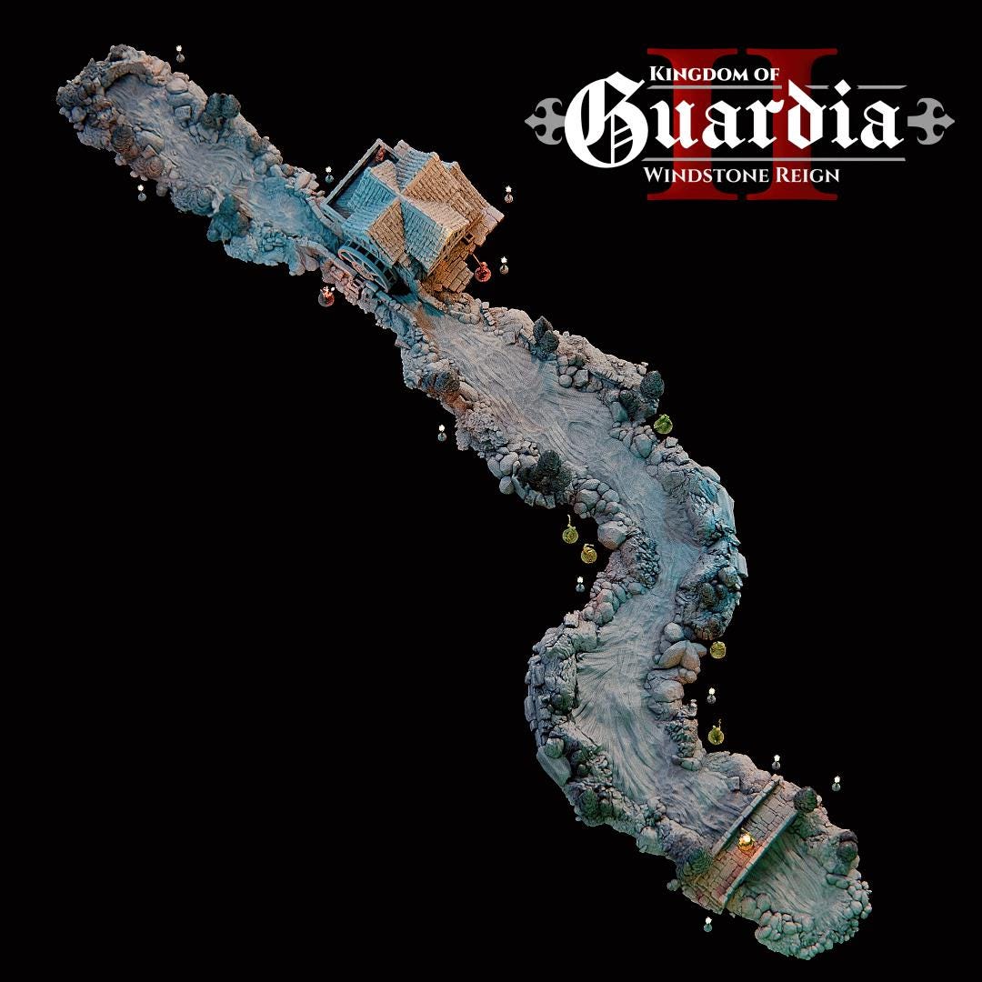 Guardia Modular Riverways – 28mm Kingdom of Guardia Terrain, 3D Printed Unpainted PLA River System