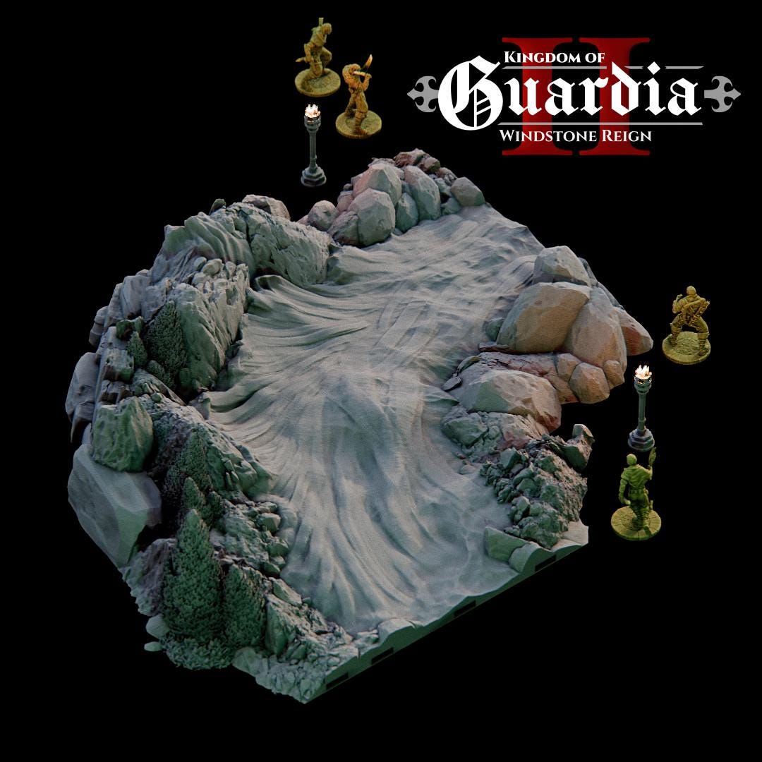 Guardia Modular Riverways – 28mm Kingdom of Guardia Terrain, 3D Printed Unpainted PLA River System