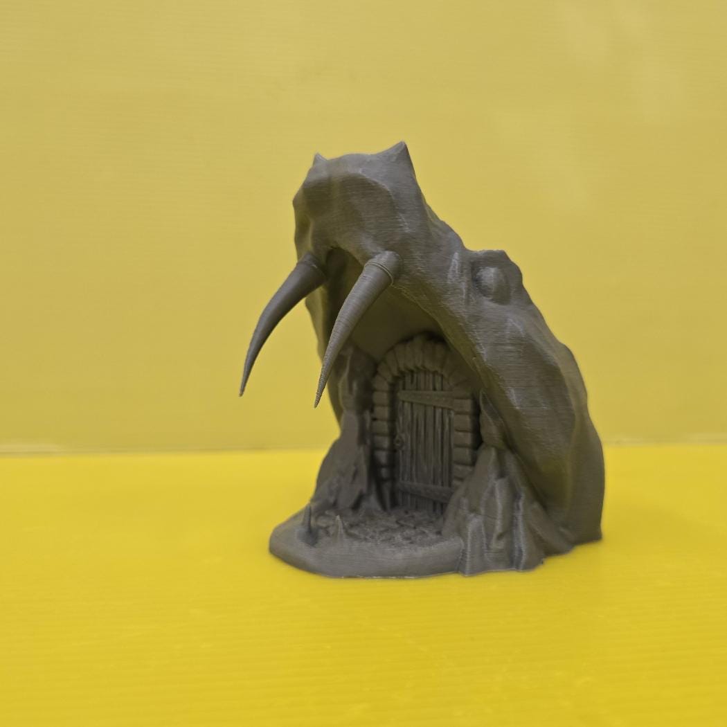 28mm Snake Head Cave Entrance – 3D Printed Unpainted PLA Terrain