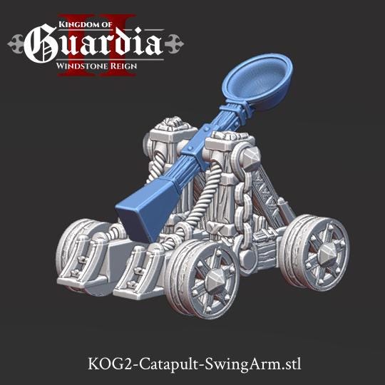 Kingdom of Guardia Catapult – 28mm 3D Printed Unpainted PLA Siege Engine Terrain