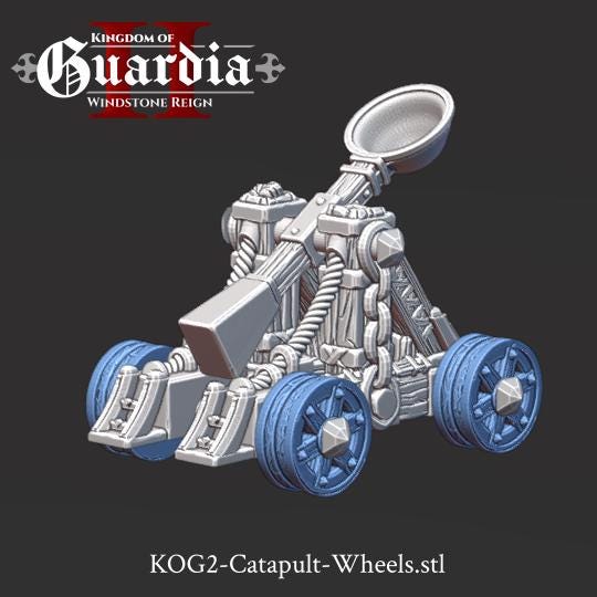 Kingdom of Guardia Catapult – 28mm 3D Printed Unpainted PLA Siege Engine Terrain