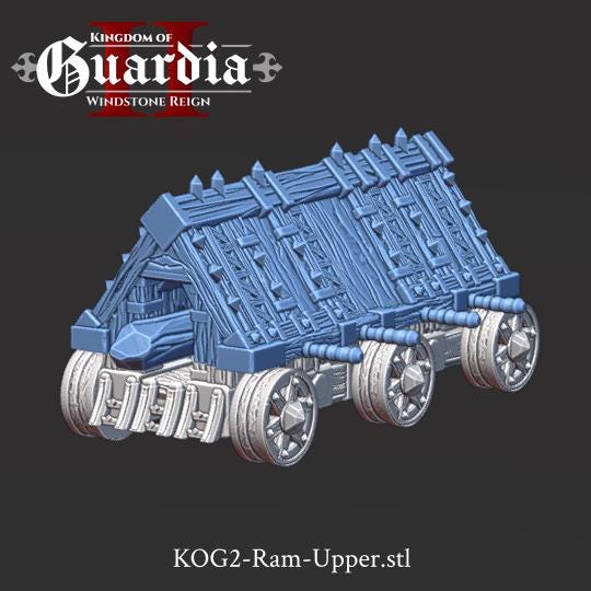 Kingdom of Guardia Battering Ram – 28mm 3D Printed Unpainted PLA Siege Engine Terrain for Tabletop