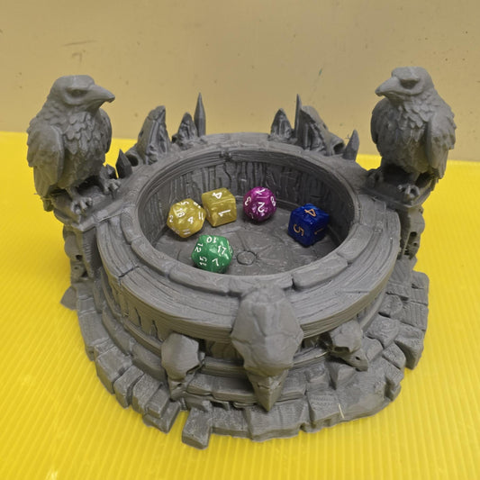Kingdom of Guardia Crow Ritual Dice Tray – 3D Printed Unpainted PLA Terrain for Tabletop RPGs