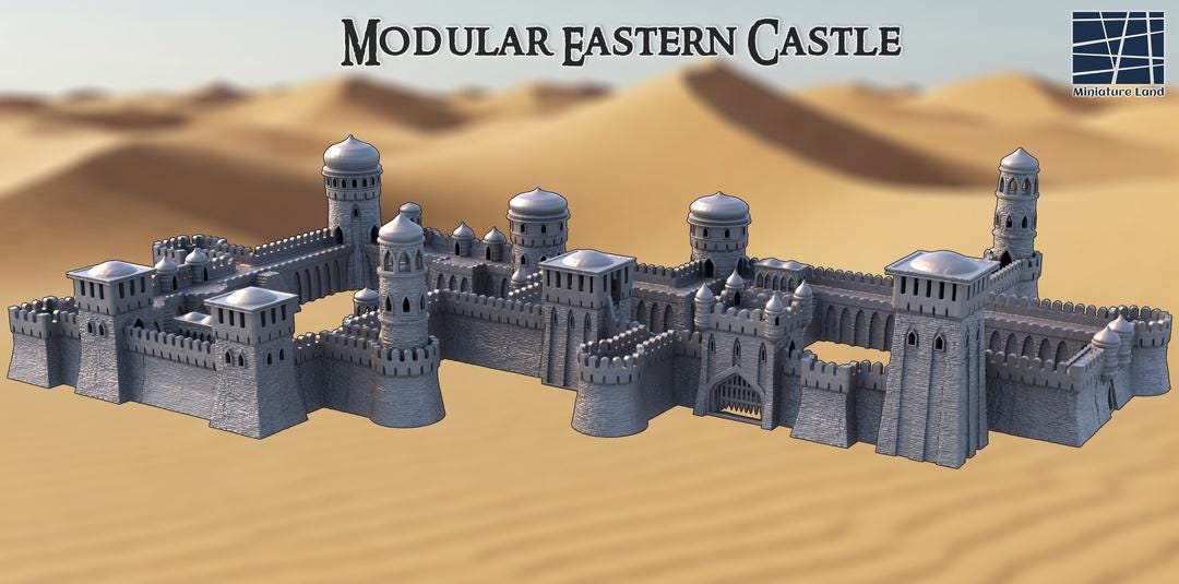 28mm Modular Eastern Castle Set – 28mm Fortress Terrain Building for Tabletop RPGs