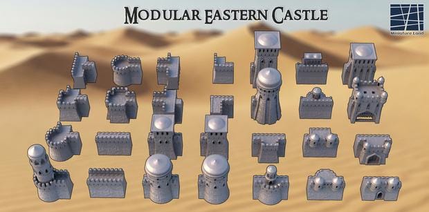 28mm Modular Eastern Castle Set – 28mm Fortress Terrain Building for Tabletop RPGs
