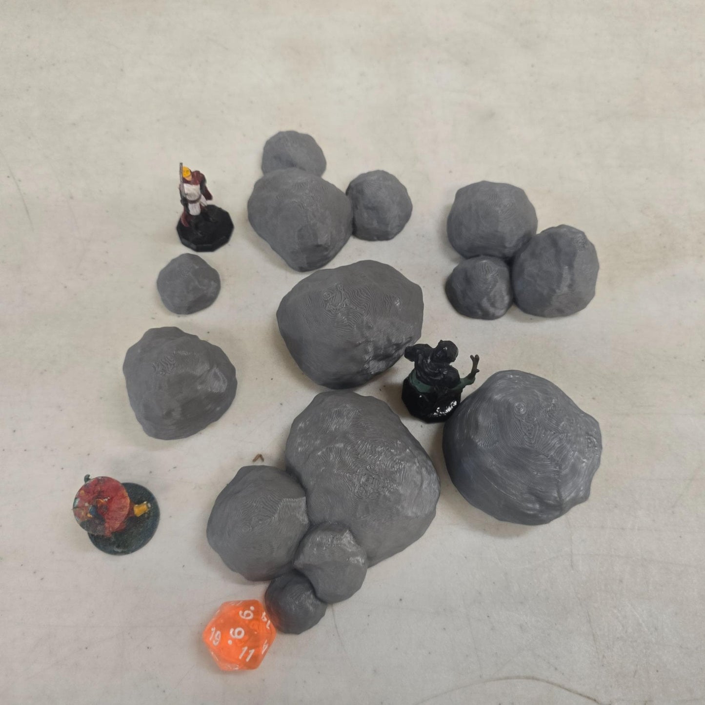 28mm Rock Pile Scatter – 3D Printed Unpainted PLA Terrain for Tabletop RPGs