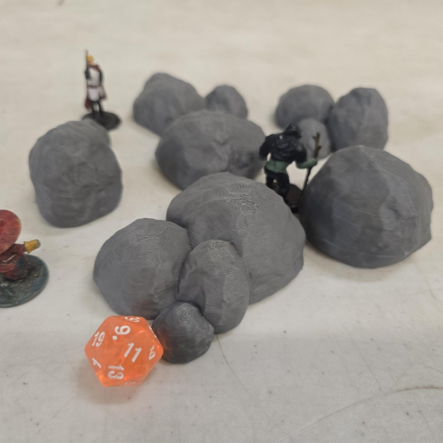 28mm Rock Pile Scatter – 3D Printed Unpainted PLA Terrain for Tabletop RPGs