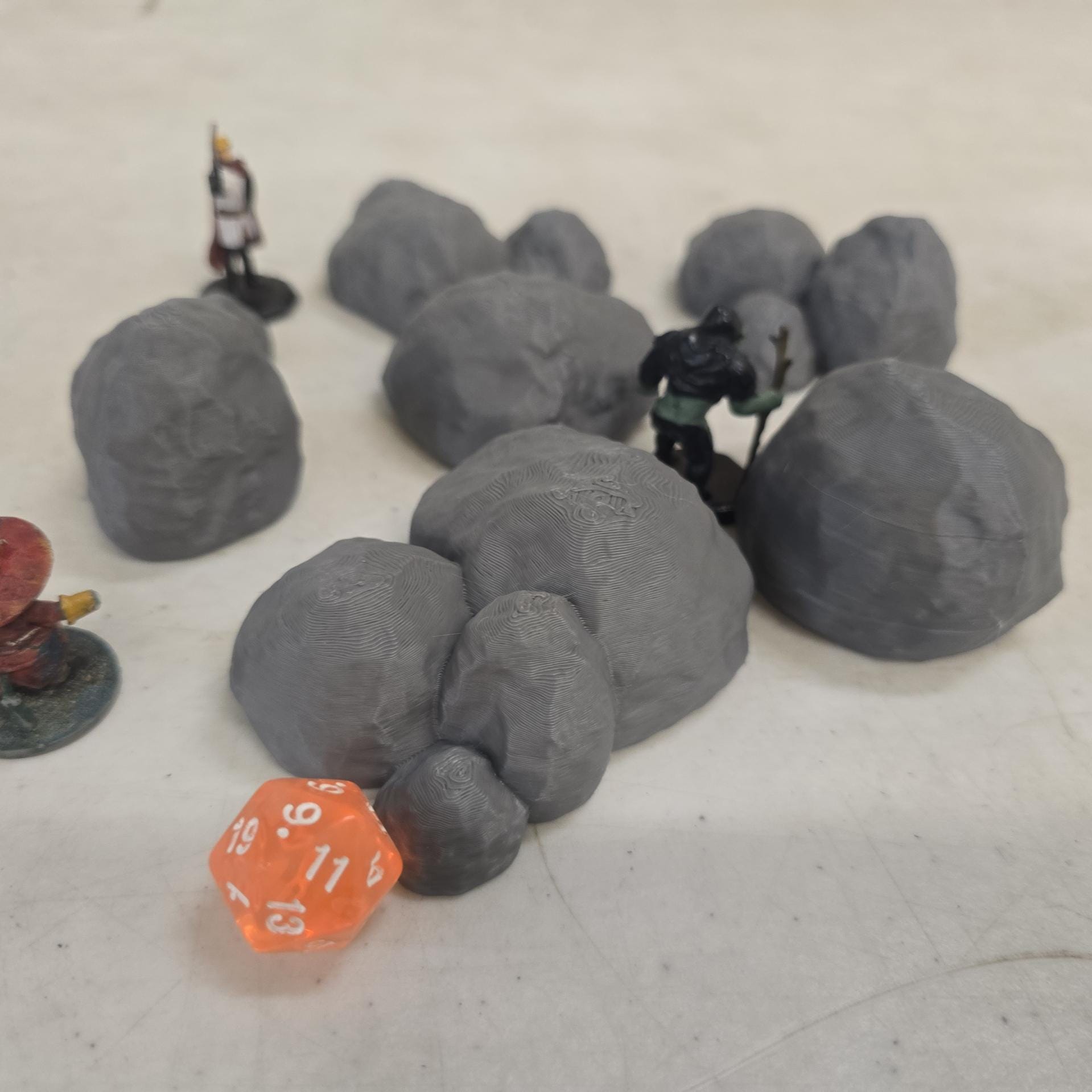 28mm Rock Pile Scatter – 3D Printed Unpainted PLA Terrain for Tabletop RPGs
