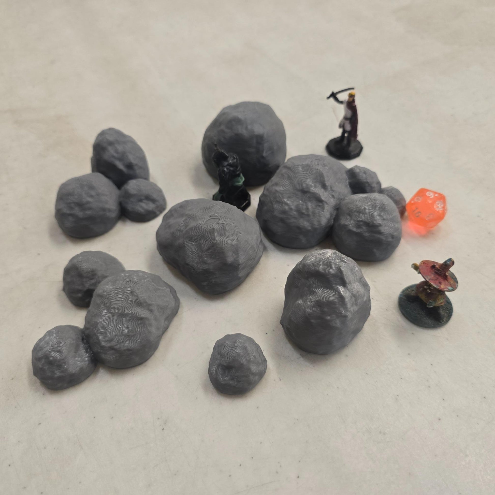 28mm Rock Pile Scatter – 3D Printed Unpainted PLA Terrain for Tabletop RPGs