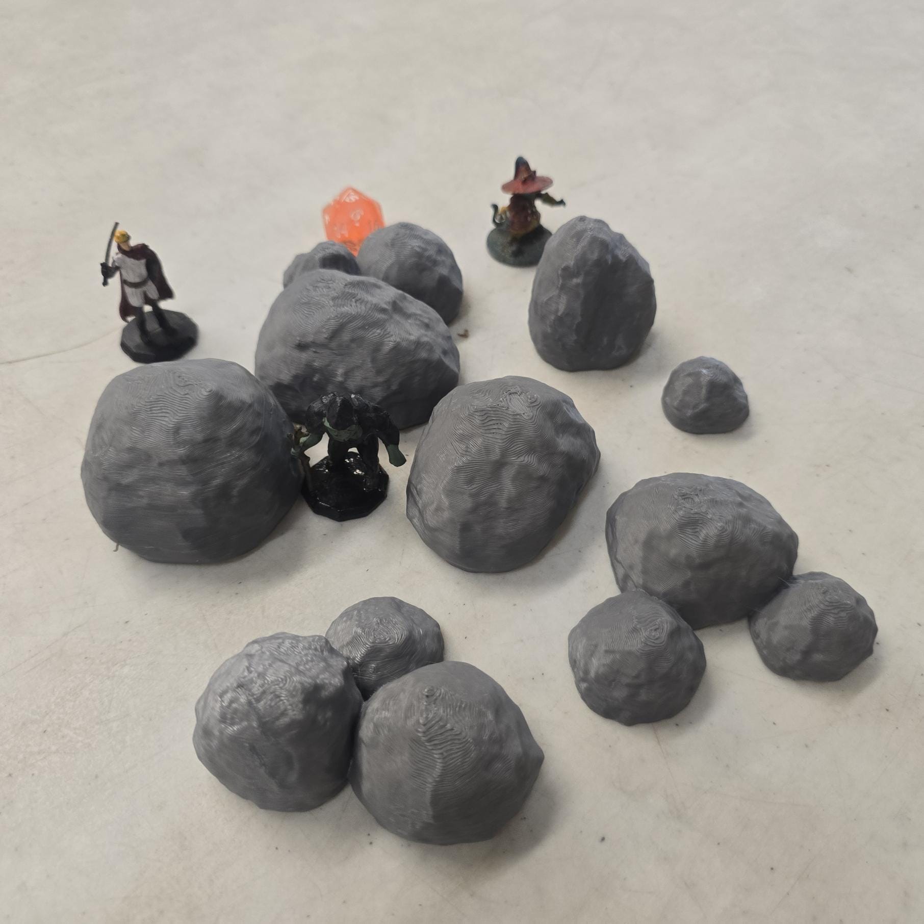 28mm Rock Pile Scatter – 3D Printed Unpainted PLA Terrain for Tabletop RPGs