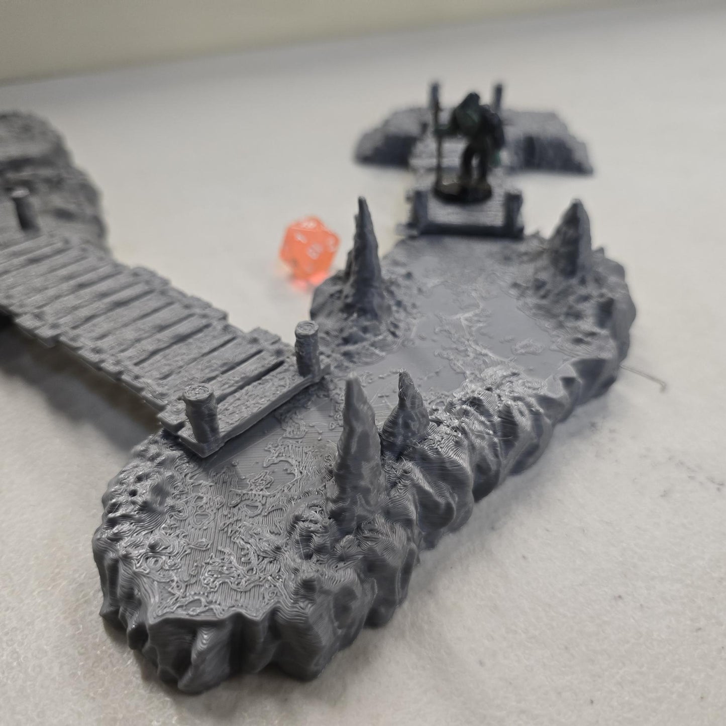 The Cavern Watch 28mm – 3D Printed Unpainted PLA Cavern Terrain Bridge Encounter for Tabletop RPGs, DnD, Pathfinder & Wargaming
