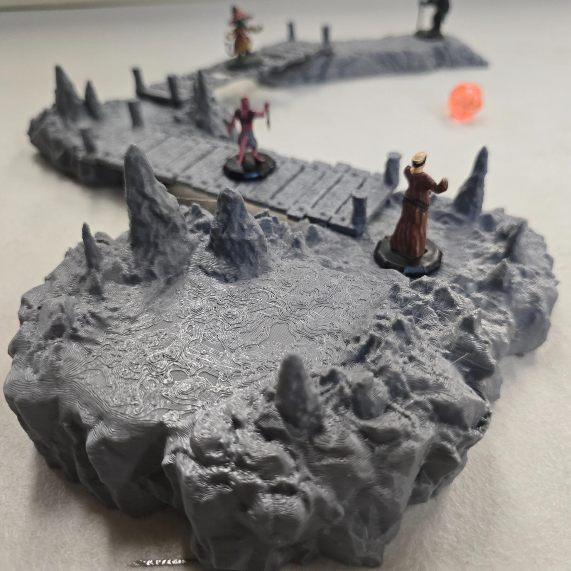 The Broken Span 28mm – 3D Printed Unpainted PLA Cavern Terrain Bridge Encounter for Tabletop RPGs, DnD, Pathfinder & Wargaming